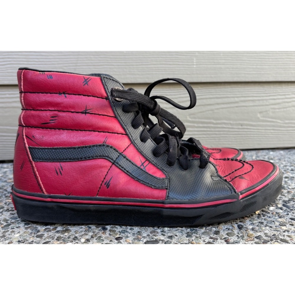 Vans Sk8 Hi Red Black Comic Book Style High Top Sneakers Men's